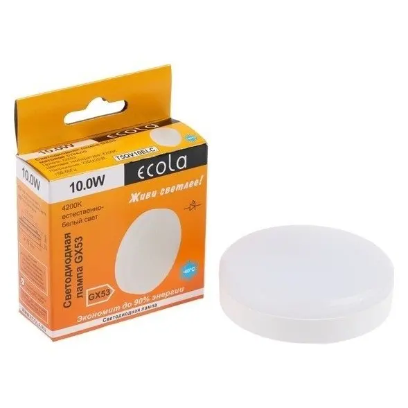 Лампа светодиодная Ecola, 10 Вт, Gx53, 4200 K, 27x75 мм, матовое стекло