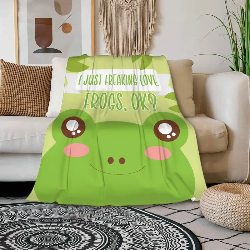 

Frog Throw Blanket Cartoon Flannel Fleece Sofa Blankets Bed Cover for Kids Family's Ultra-Soft Bed Sheet Warm Bedspread Bedding