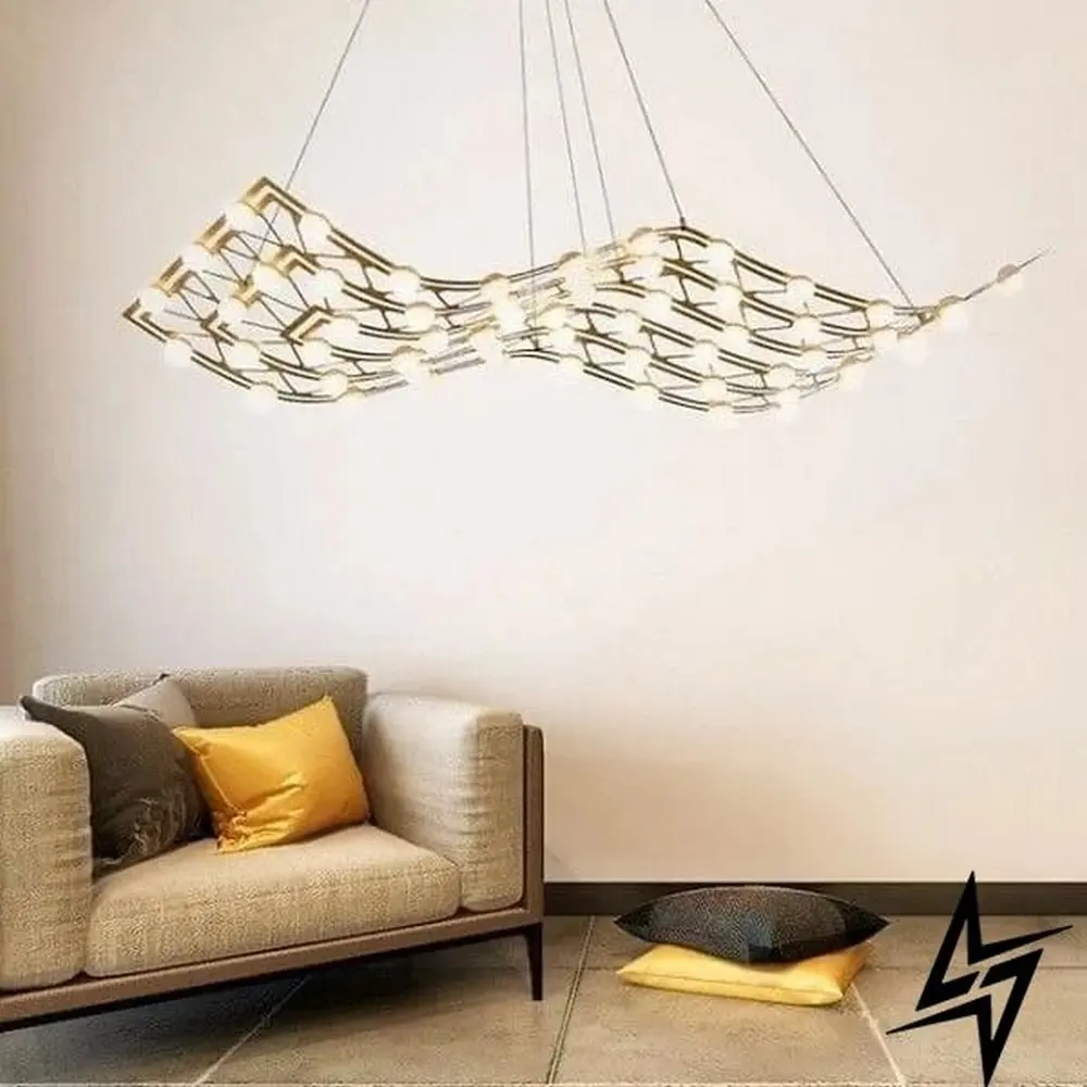 Роскошная золотая подвесная люстра в форме волны Современная фотолампа для
