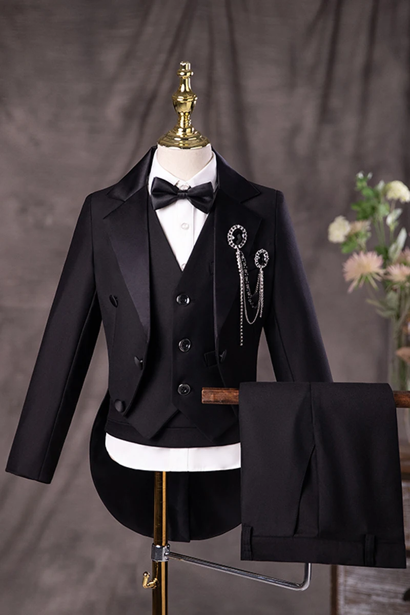 

2023 New Boys Suit Gentleman Slim Three-piece Formal Dress Wedding Tuxedo Dress (Jacket+Pants+Vest) костюм для мальчика