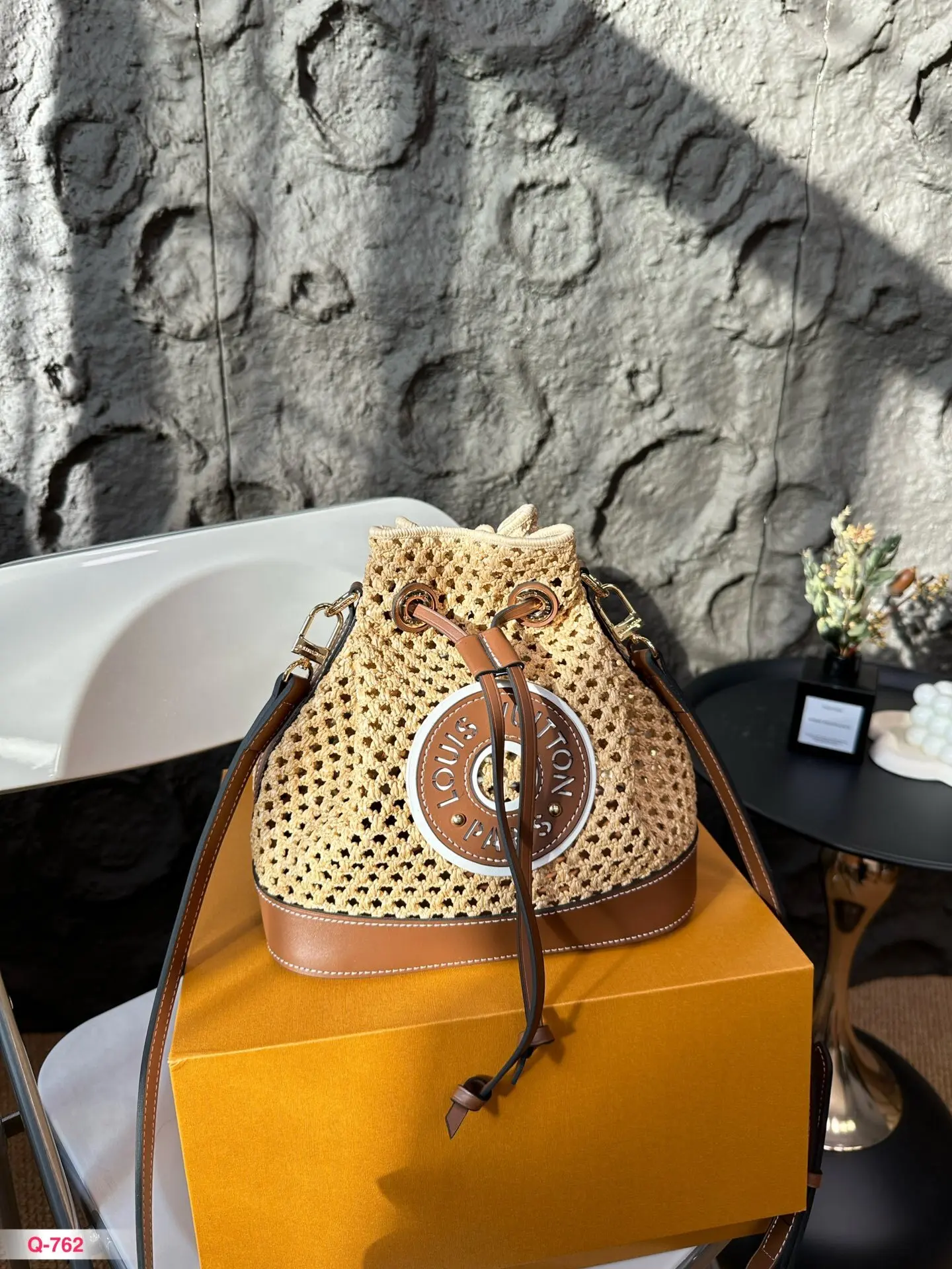 Стиль Copy1:1 Vuitton Louis Hundred Антикварная тканая сумка-ведро через плечо Премиум-класса