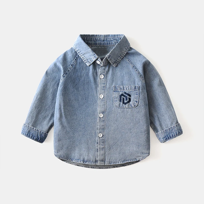 

Детская джинсовая рубашка с длинным рукавом с принтом NIGO # nigo38426