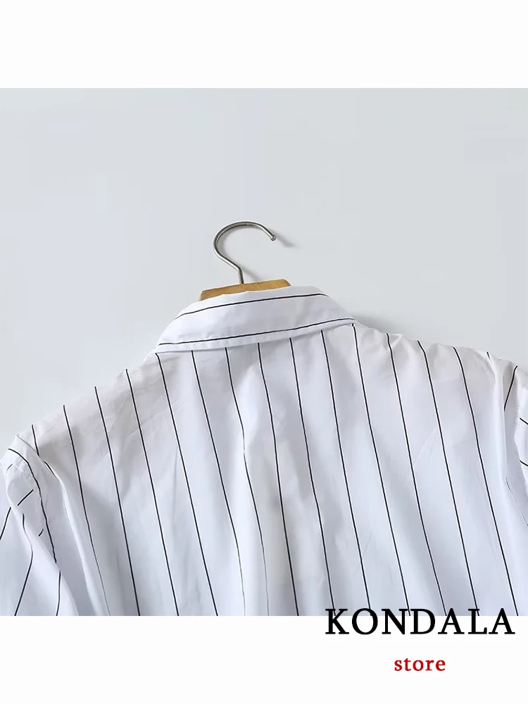 KONDALA НОВЫЕ шикарные повседневные полосатые женские рубашки Мода 2023 осень