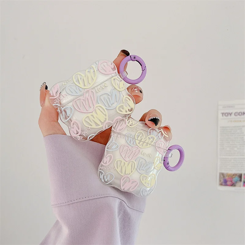 

Прозрачный чехол для наушников Airpods 3 с милыми сердечками, чехол для Airpods 1 2 Pro, чехол с милыми цветами тюльпана, аксессуары для наушников