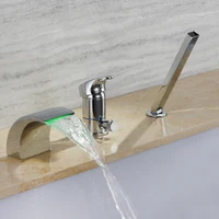 SKOWLL Bathtub Faucet Waterfall Bathroom LED Deck Mount Bath Tub Faucet Shower, Chrome HG-9106