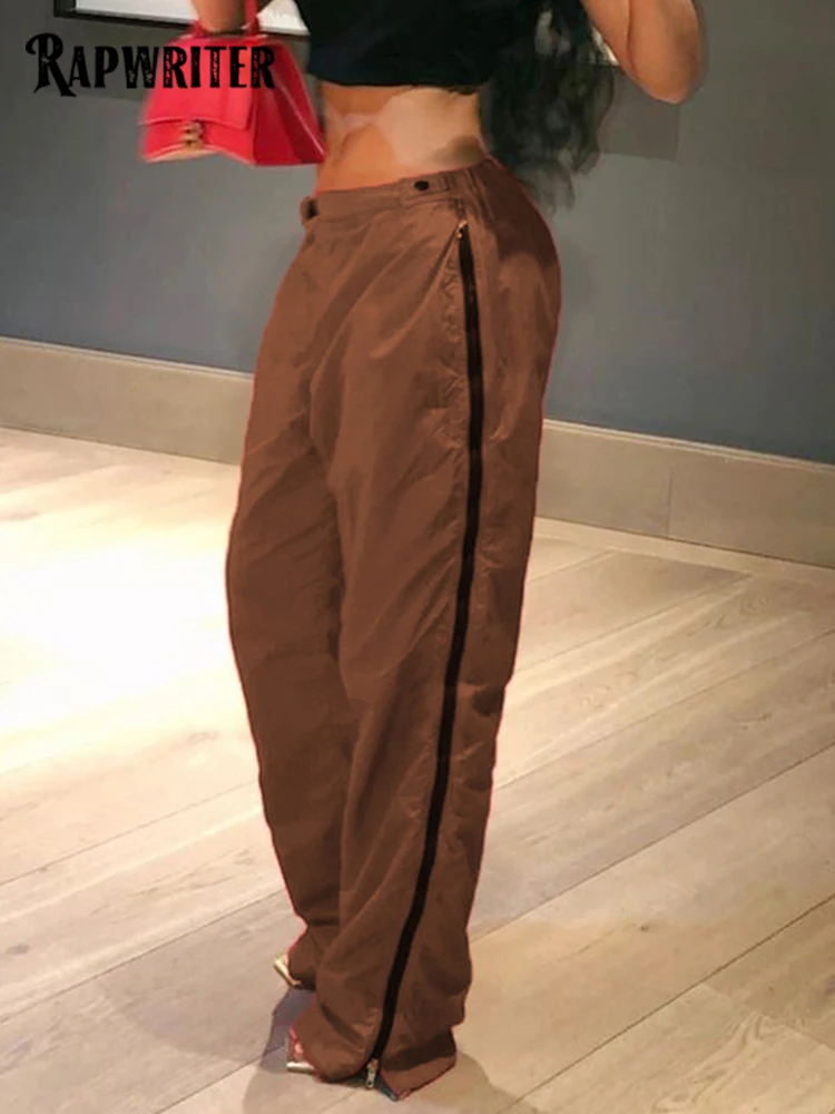 

Брюки-карго Rapwriter женские, винтажные повседневные мешковатые спортивные штаны на молнии, с боковой полосой, на пуговицах, городская уличная ...