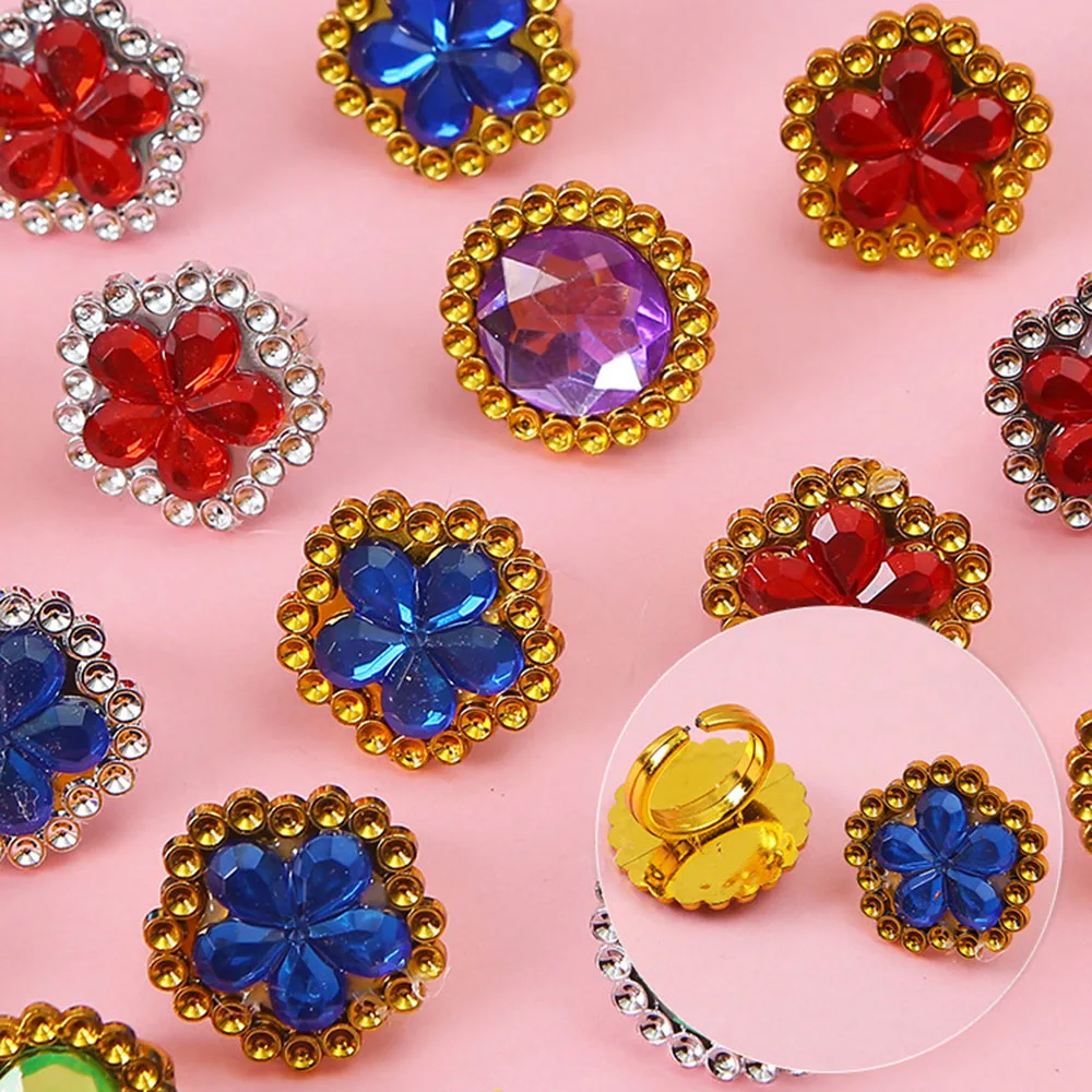 

20Pcs Plastic Crystal Ring Girl Jewelry Toy Kids Birthday Party Favors Girls Surprize Gift Pinata Fillers For Baby Shower Dercor