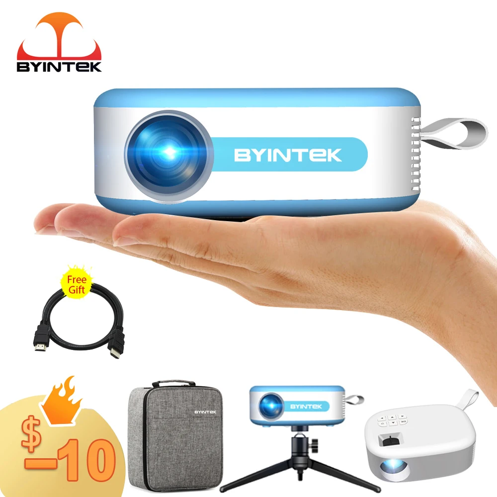 

BYINTEK C520 Mini Projector Portable LCD Home Theater LED HD 1080P Projectors Video Movie with Handle for 4K Cinema
