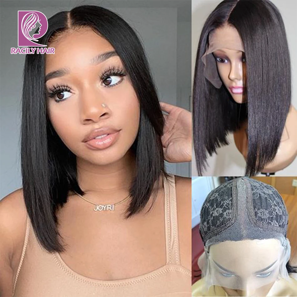 Brazilian 13x1 Lace Front Bob Wigs Pre Plucked Natural Straight Short Bob Wig Remy Human Hair Wigs For Women T Part Lace BOB Wig