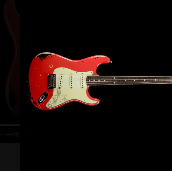 Пользовательский магазин Майкла Landau 1963 Relic ST Fiesta Red Over Sunburst электрическая гитара