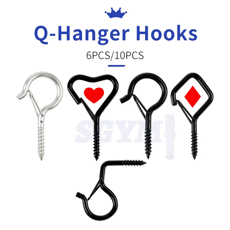 

6/10PCS Q-Hanger Hooks Safety Buckle Design Screw Hooks Lights Hanger Plant Bracket Bird Feeder Wind Chime Lantern Ceiling Hook