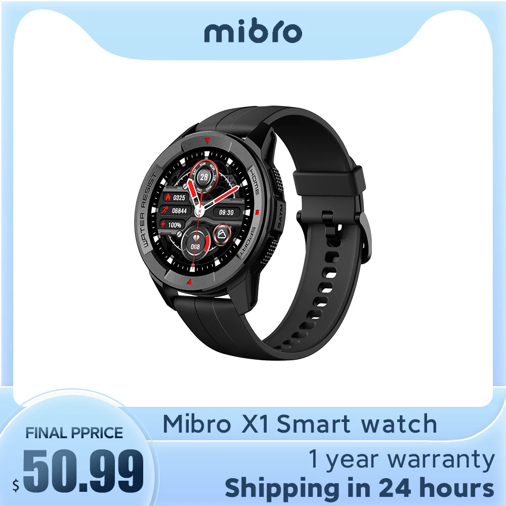

Умные часы Mibro X1 водонепроницаемые (5 атм) с пульсометром и оксиметром