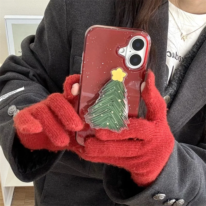 Милый Рождественский чехол-подставка для телефона iPhone 16 Pro 14 13 15 Max задняя крышка