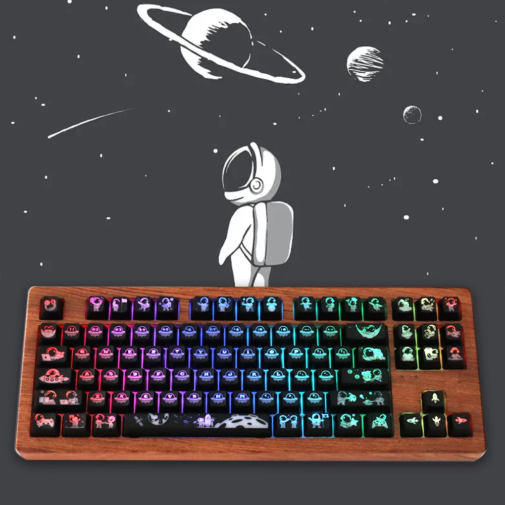 104 Keys GMK Outer Space Astronaut Keycaps OEM Profile RGB Backlit Keycap ABS Laser engrav Keycap For MX Switch 61/87/104