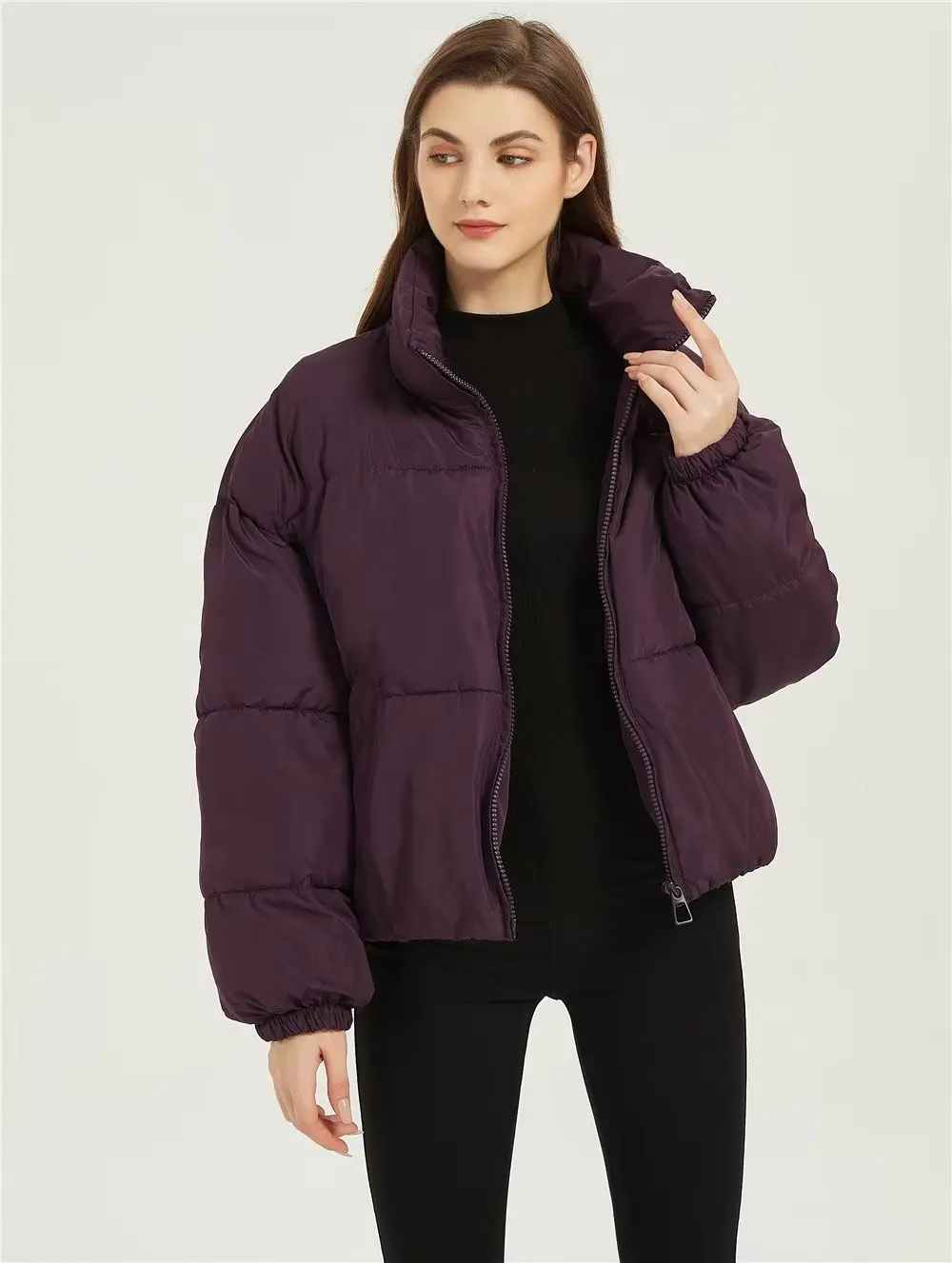 MOLAN Fashion Woman Padded Jacket Purple Warm Loose Long Hooded Belt New Warm Long Overcoat Female Vintage Chic Outwear Top