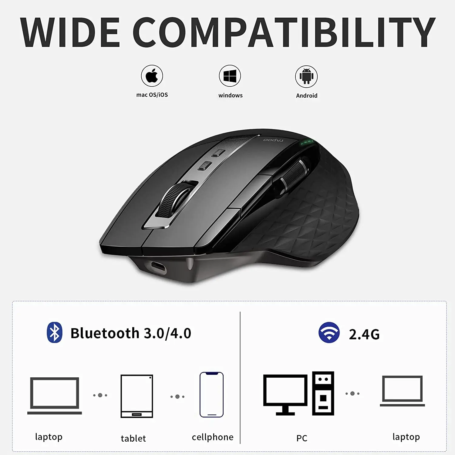 Беспроводная Bluetooth-клавиатура и мышь Rapoo 9900 м | Компьютеры офис