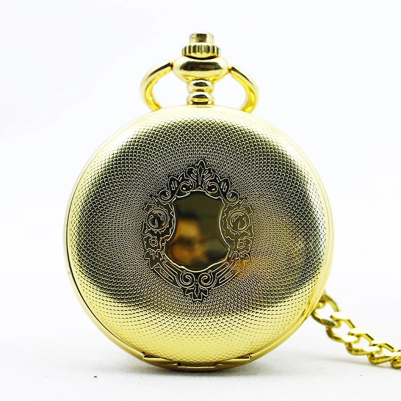 Luxurious Golden Window Grille Engraved Pocket Watch Mechacnical Hand-winding Men Women Pocket&Fob Chain Watches reloj hombre