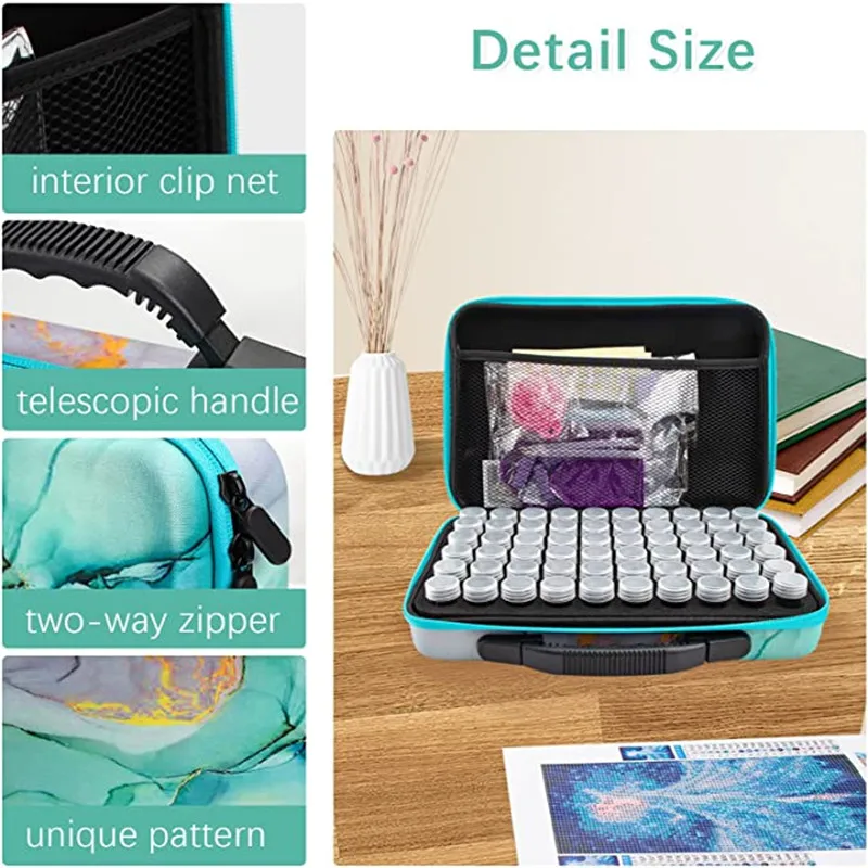 LVKAYCE 60 Slot Diamond Painting Storage Container with Storage Box for Diamond Art Craft Jewelry Beads Rhinestone Organizer