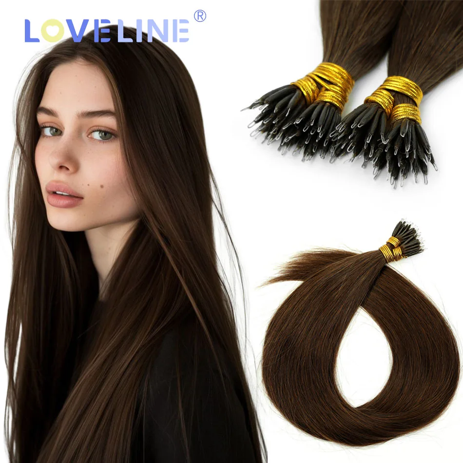 LOVELINE HAIR Прямые нано-кольца для наращивания волос Nano Tip 14-24 дюйма 1 г/прядь Micro Bead Fusion