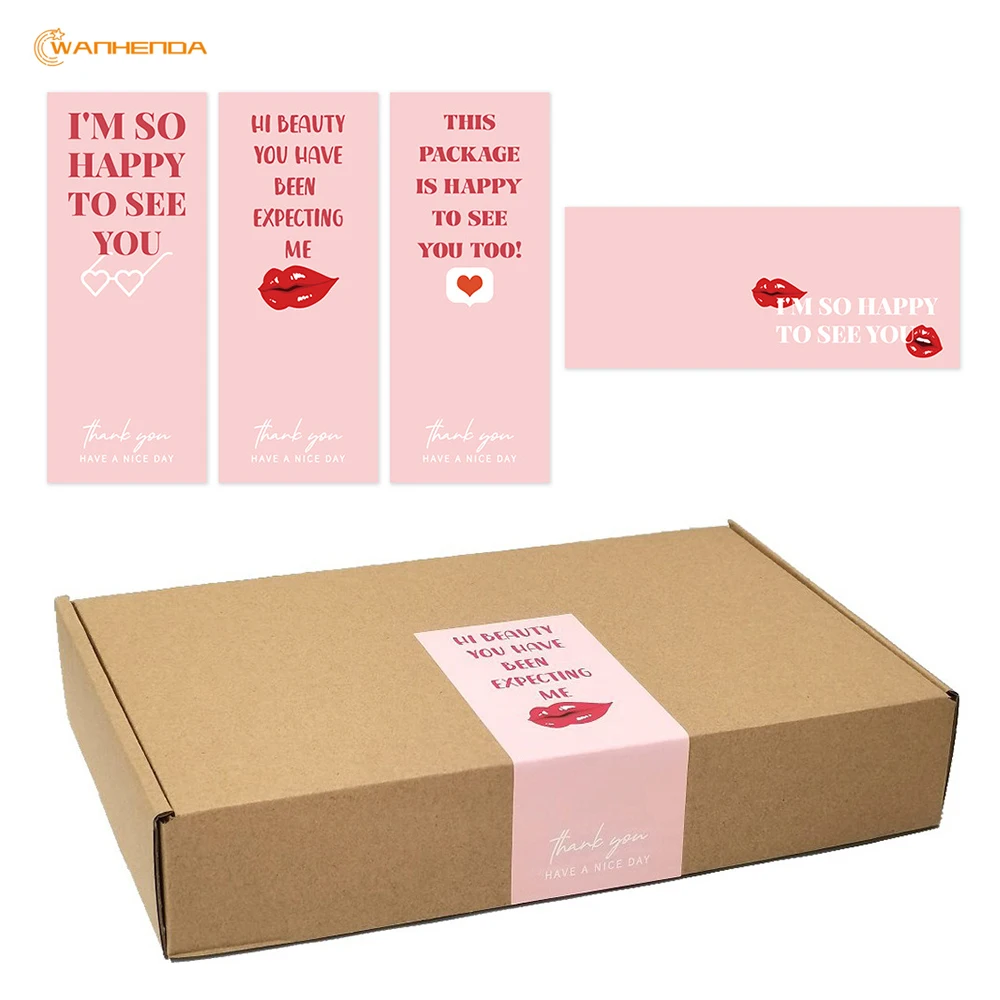 

10-50pcs/Pack Pink Rectangular Sticker Gift Box Seal Self-adhesive Coated Paper Thank You Packaging Lable