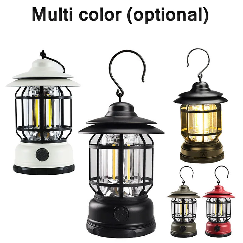 Vintage Camping Hanging Lanterns Battery Led Flame Warm Light Nature Hike For Fishing Tent Camping equipment