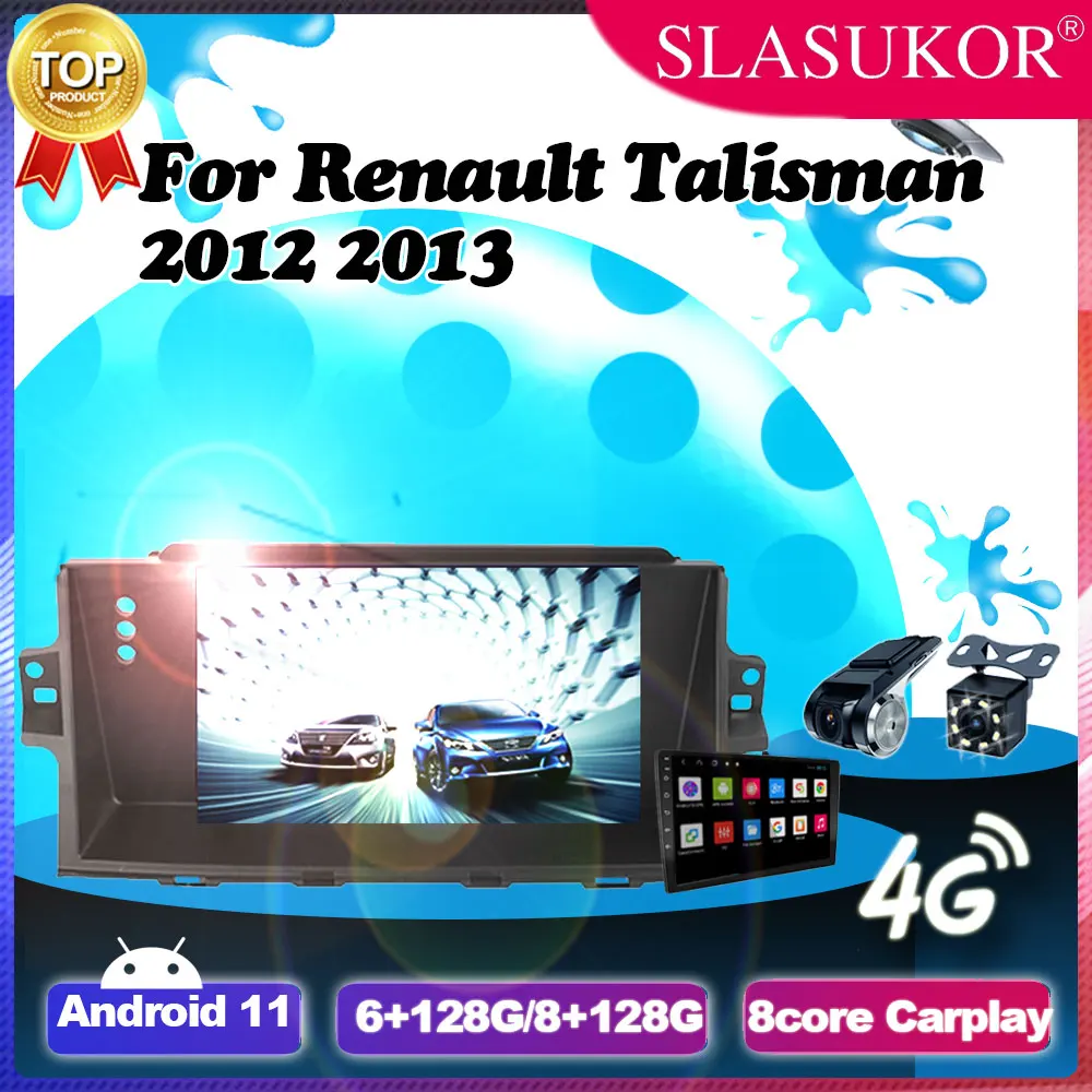 

9 Inch Android 11 Multimedia Player For Renault Talisman 2012 2013 Fan Carplay Cable Frame GPS 4G Car Radio keine WIFI IPS 1080P