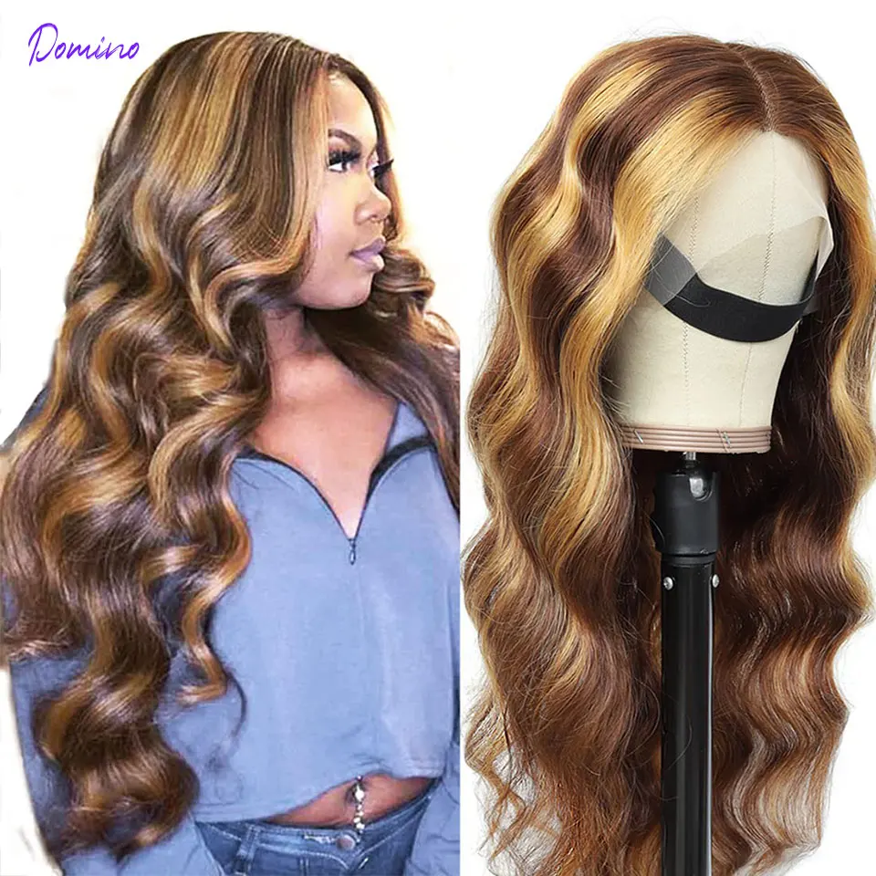 

Highlight Wig Human Hair Honey Blonde Ombre Body Wave Lace Front Wig Colored Deep Curly Wig Brazilian Straignt Human Hair Wig