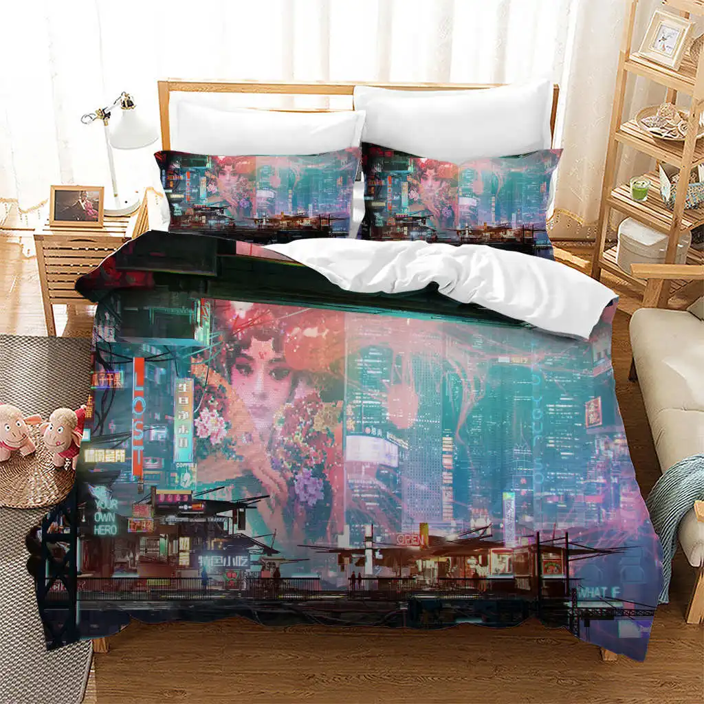 

3D Digital Printing Cyberpunk Style Moscow Bedding Set Boho Bedroom Quilt Cover Set Queen Size Dormitory Living Room Home Decor