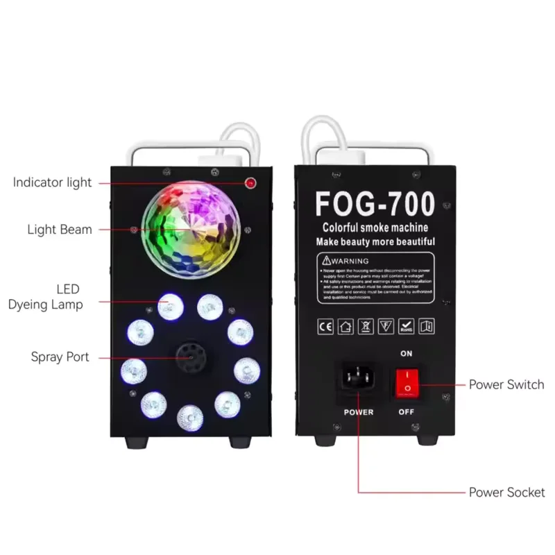 Дымовая машина 700 Вт с дистанционным управлением и дискотечным шариком