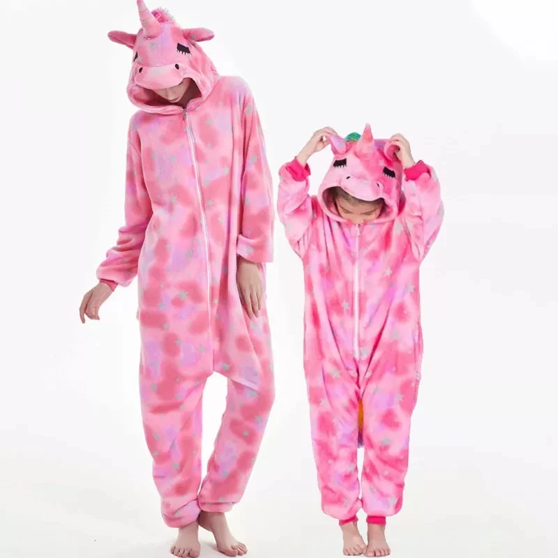 

Family Kigurumi Pajamas Pink Dots Cat Cartoon Onesie Cosplay Costume Pajamas For Kids and Adults