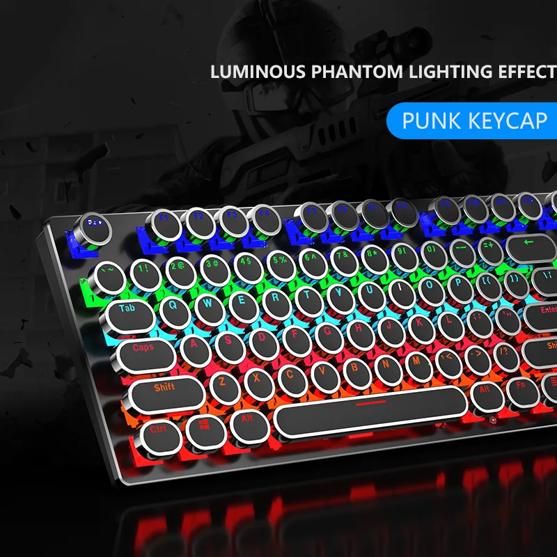 Механическая игровая клавиатура ретро кабель USB 87 клавиш с переключателем