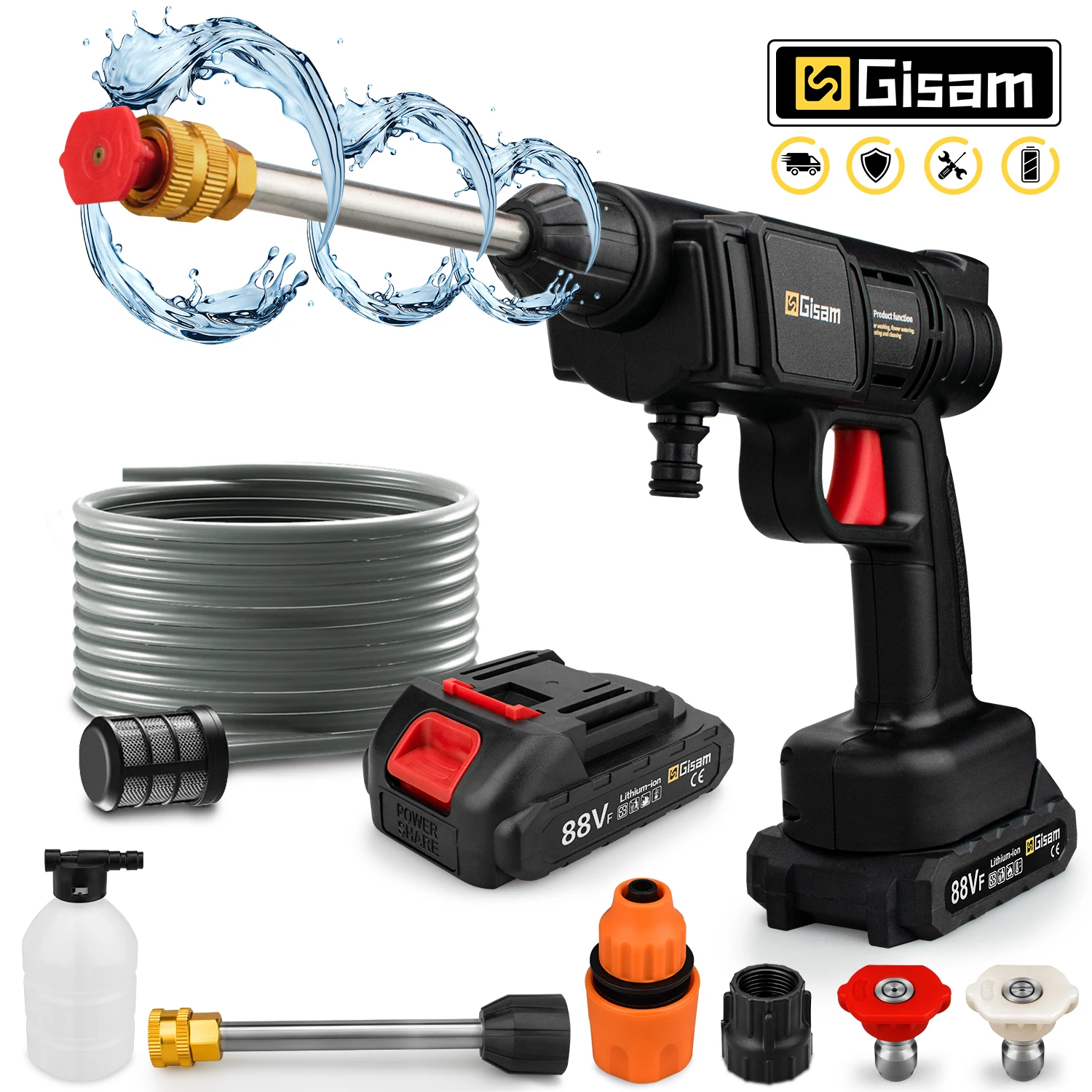 

60BAR Electric Cordless Car Washer Spray Water Gun Lithium Battery High Pressure Car Washing Machine for Makita 18V Battery