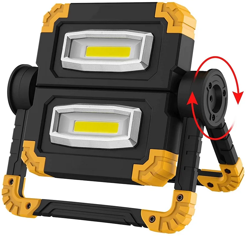 

150W Led Portable Spotlight 4000lm Folding Rotary Outdoor Portable Double Head COB Anti-fall Flood Light Searchlight For Camping