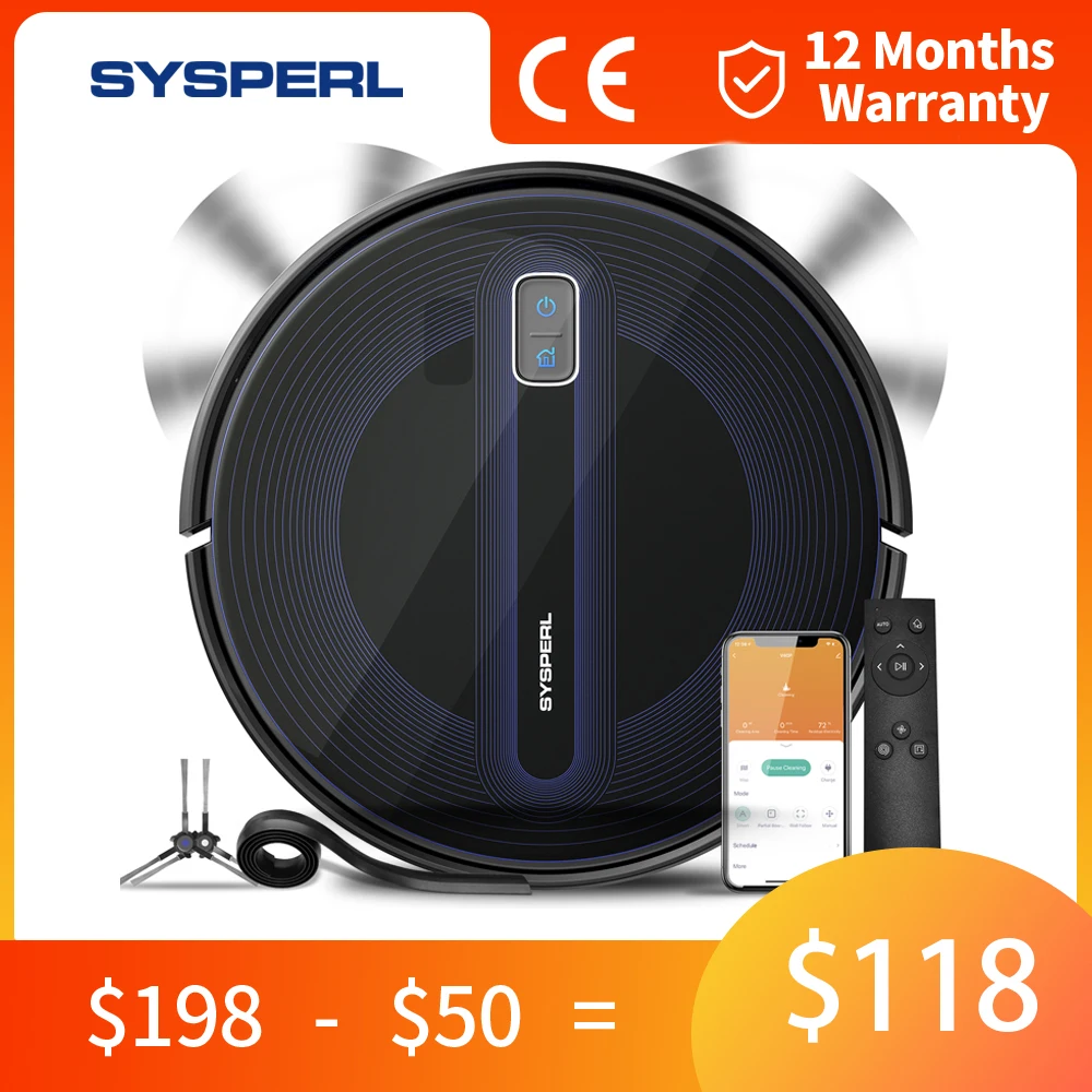 

Робот-пылесос SYSPERL V40P V2, 2600 па, виртуальный барьер, 120 мин