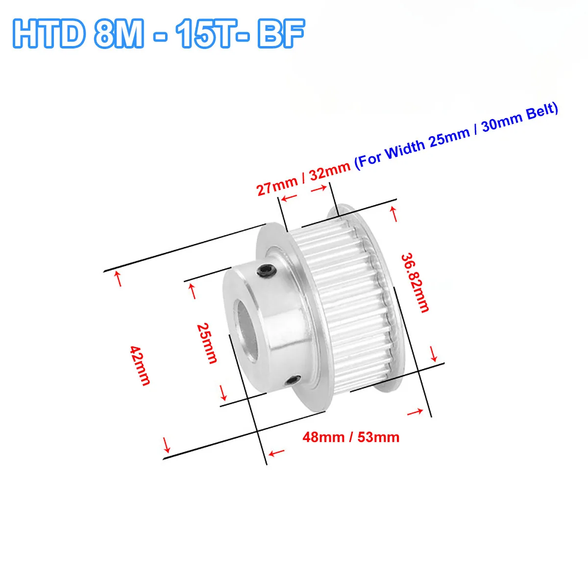 

15Tooth HTD 8M Timing Pulley Keyway 8M-15T BF Synchronus Pulley Bore 8/10/12/14/15mm For Width 25/30mm 8M Timing Belt