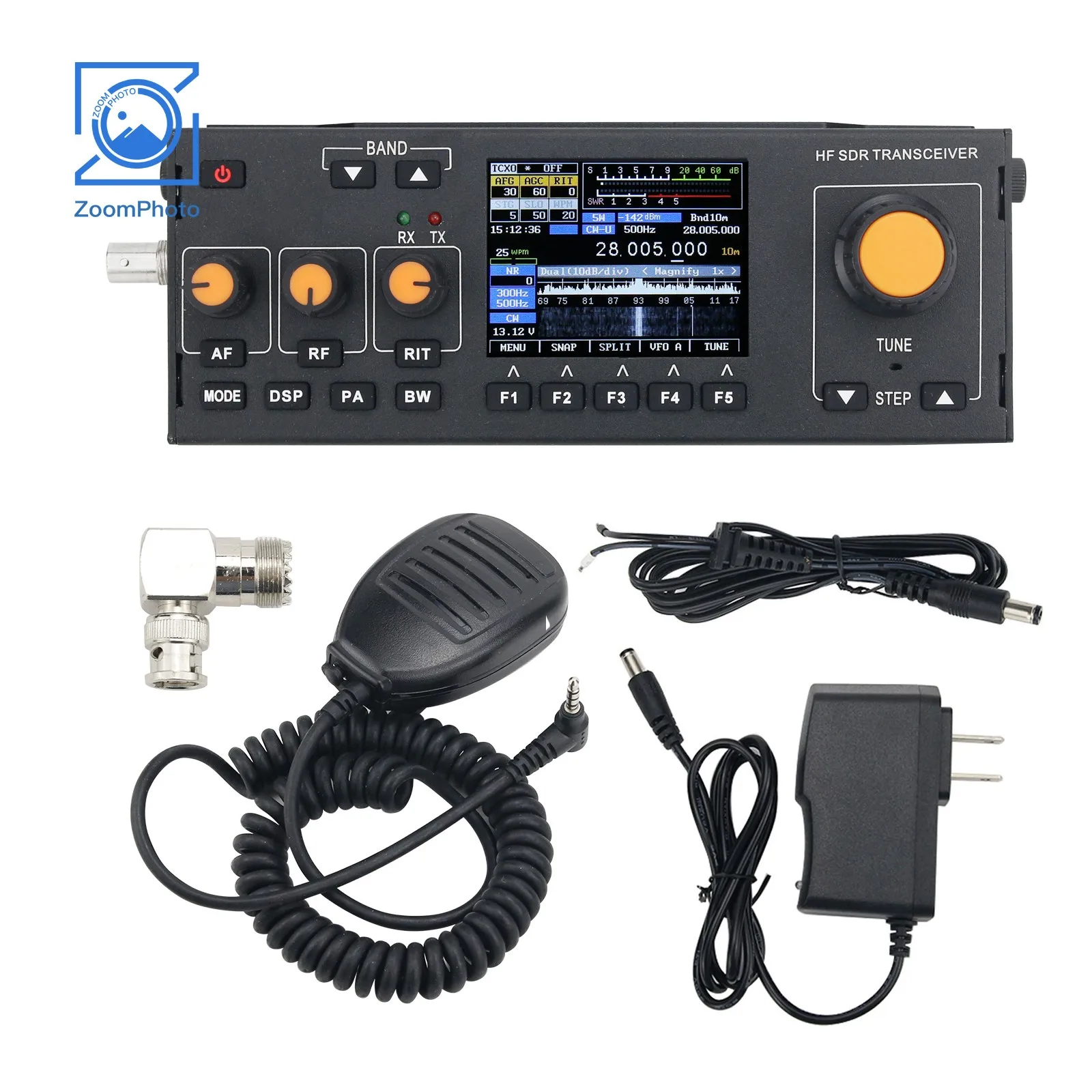 

RS-918 15W HF SDR Transceiver MCHF-QRP Transceiver Amateur Shortwave Radio w/ Handheld Mic Charger