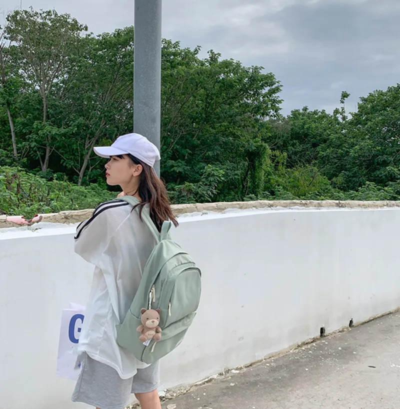 College Students New Solid Colour Simple And Versatile Fashion Casual Large Capacity Travel Backpack
