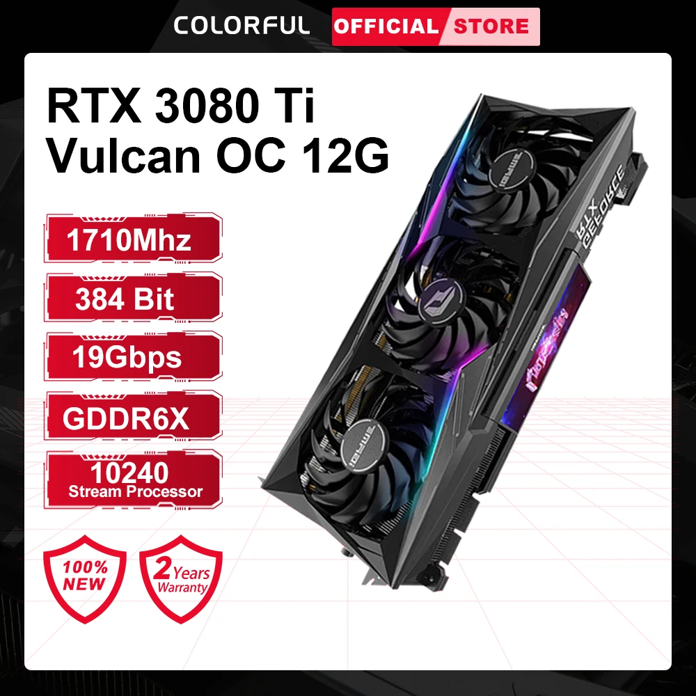 Видеокарта Colorful iGame GeForce RTX 3080 Ti Vulcan OC 12G 384 бит NVIDIA GPU GDDR6X 3080Ti игровые видеокарты для