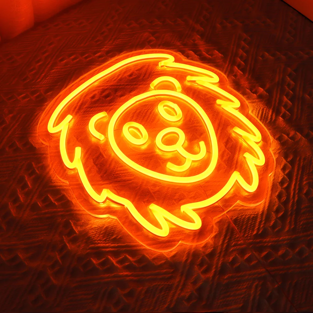 Lion Neon Sign  with orange lighting for Children's Room ,Decoration Neon Light