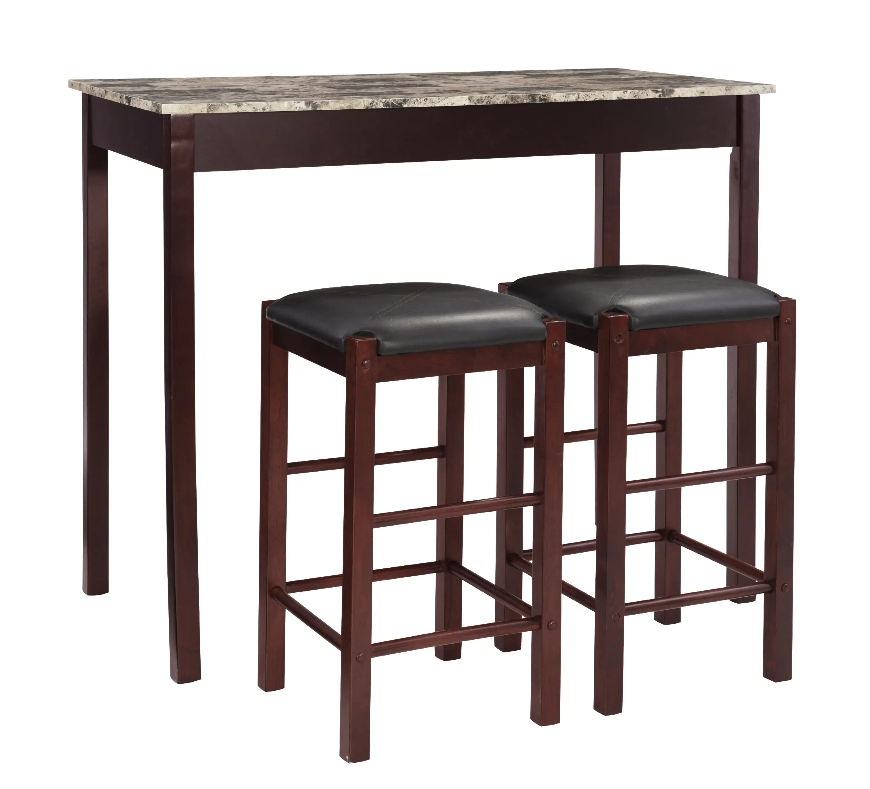 

3 - Piece Casual Dining Tavern Set, 25" Seat Height, Espresso Finish with Black Fabric Dining Room Sets Muebles Hogar