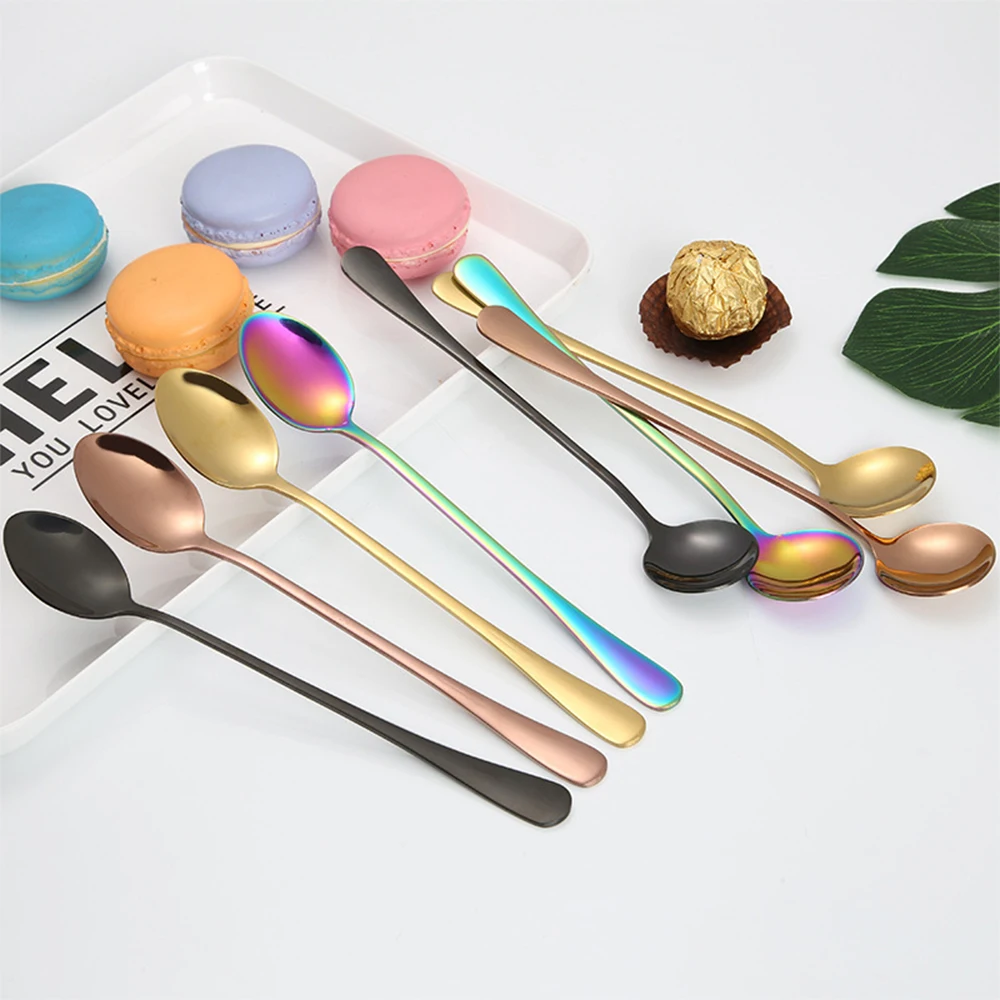 

Long Handled Stainless Steel Coffee Spoon Ice Cream Dessert Tea Stirring Spoon For Table Kitchen Bar Multi-FunctionTools