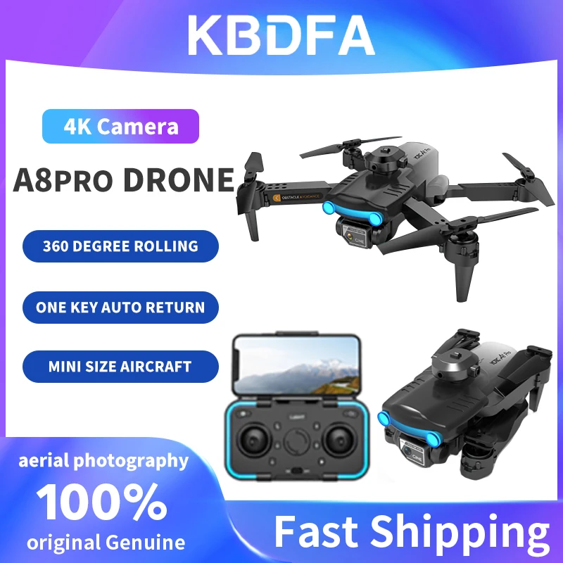 

KBDFA A8 Pro WIFI FPV Drone With HD Dual Camera Dron Professional Height Hold Four Side Obstacle Avoidance Foldable Quadcopter
