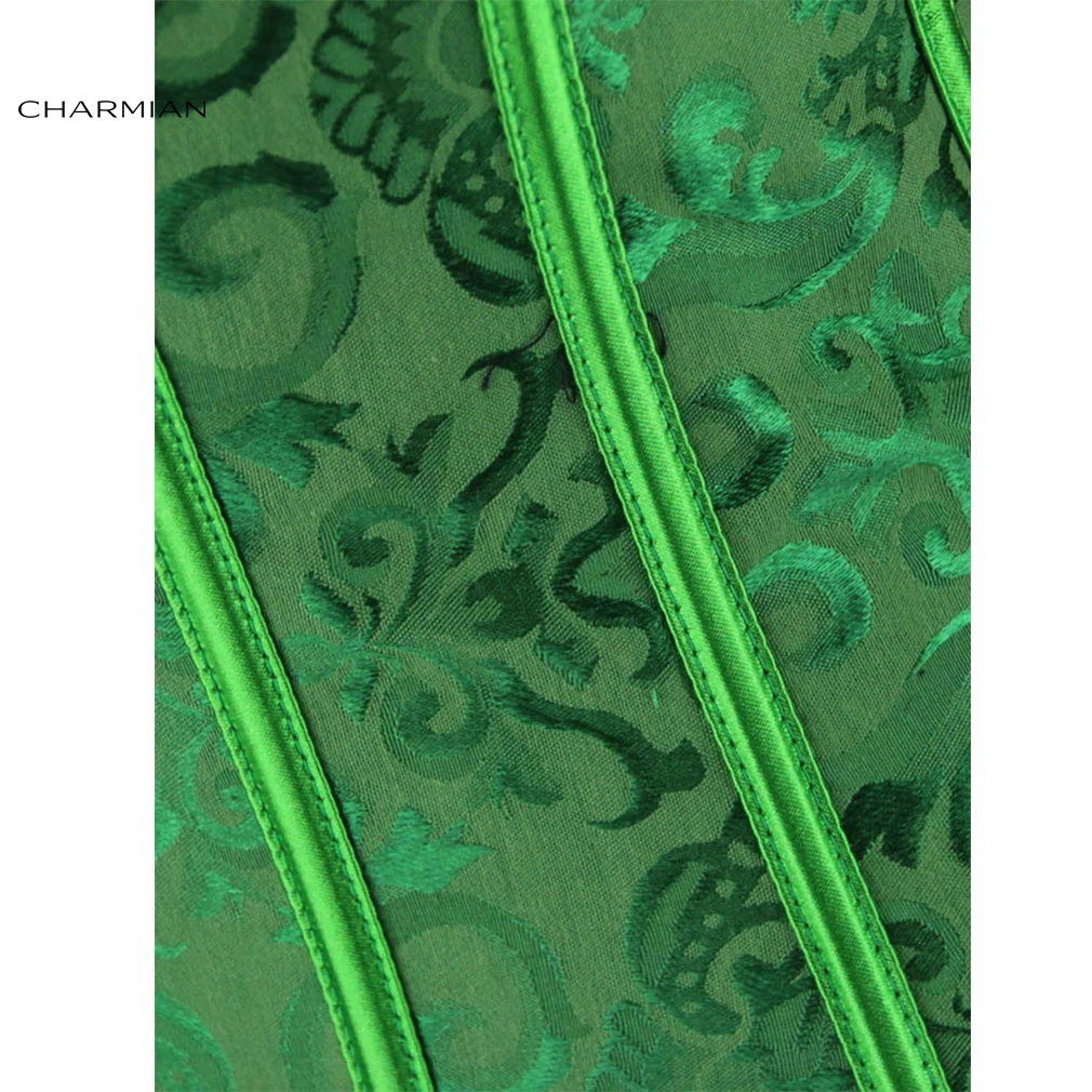 Charmian корсетный топ для женщин сексуальный викторианский атласный цветочный корсет на шнуровке с завышенной талией бурлеск без бретелек винтажный топ-бюстье зеленый (art.: 3920cd8a8acd2) - 3920cd8a8acd2