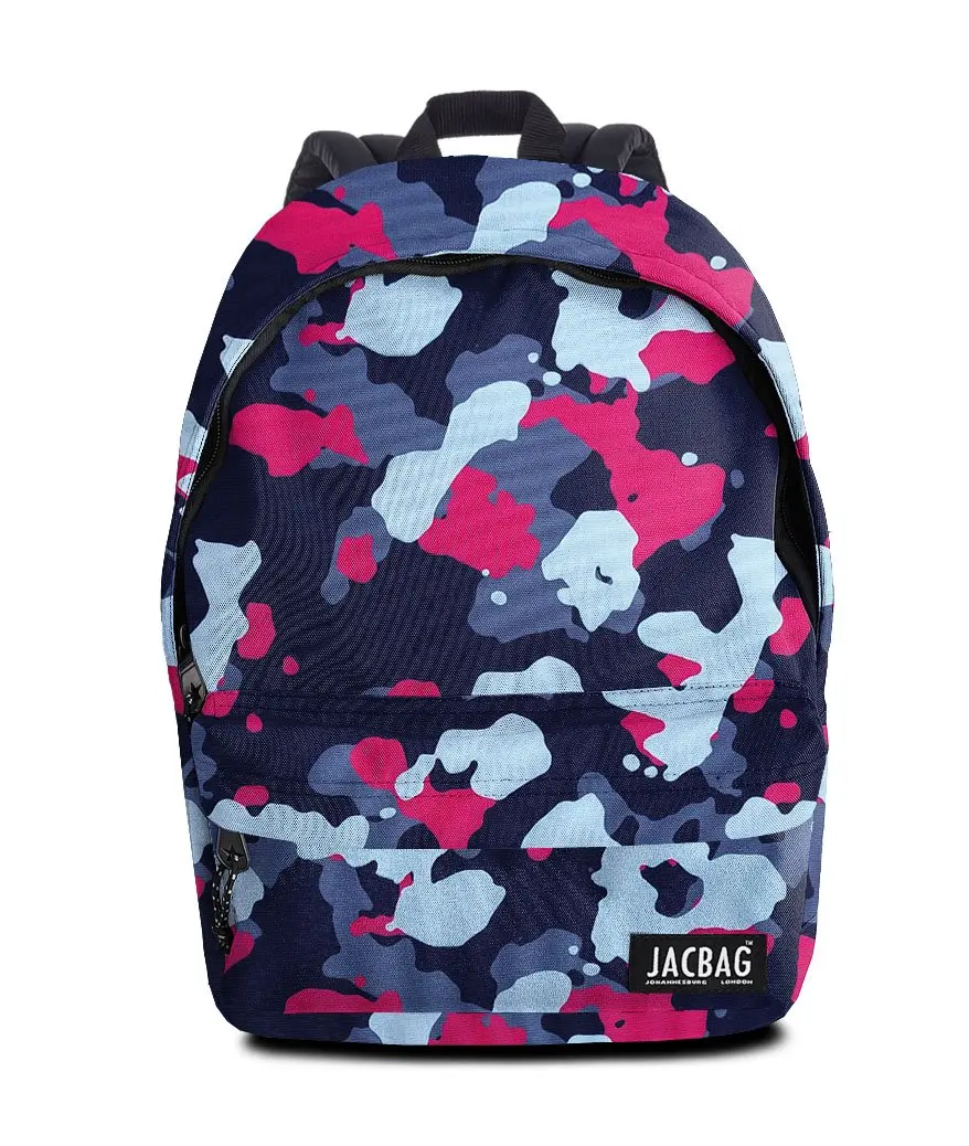 Jacbag Classic Rugged Single Compartment Zippered Front Pocket Large Inner Volume Adjustable Shoulder Strap Backpack School Bag