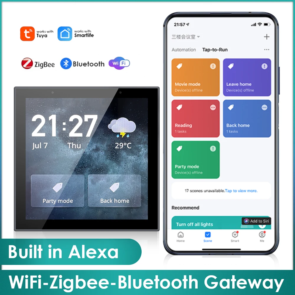 

Tuya Smart Life central control panel wifi built-in Amazon Alexa/zigbee gateway support tuya/smart life/Alexa app voice control