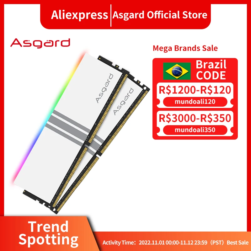  Asgard V5 Series Memory DDR4 RAM PC 8GBx2 3200MHz 3600MHz CL14 RGB RAM Polar White Overclocking Performance for Desktop 