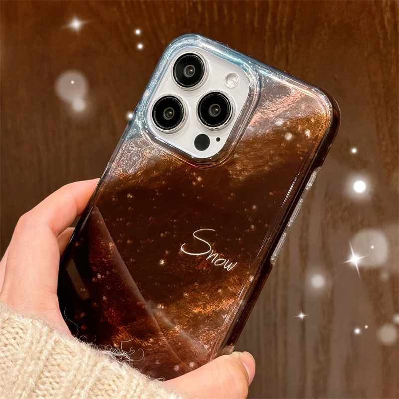 Зимний падающий снежный чехол для телефона iPhone 16 Pro 15 Max модные милые защитные