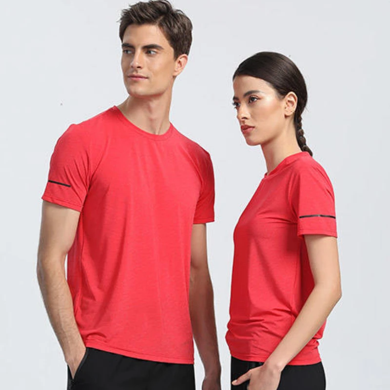 

Summer Fitness T Shirt Men Women Short Sleeve Crew Neck Bodybuilding Muscle Tee Running Jogging Gym Crossfit Sportwear