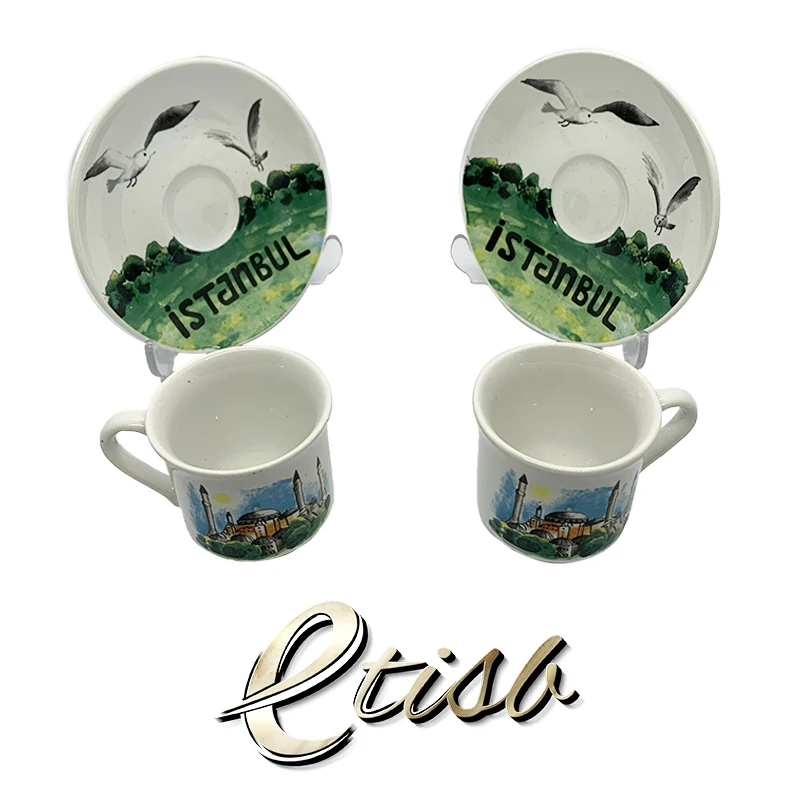 

luxury porcelain coffe cup set of two traditional turkish coffe cup set espresso cups with saucers special hagia sophia printed