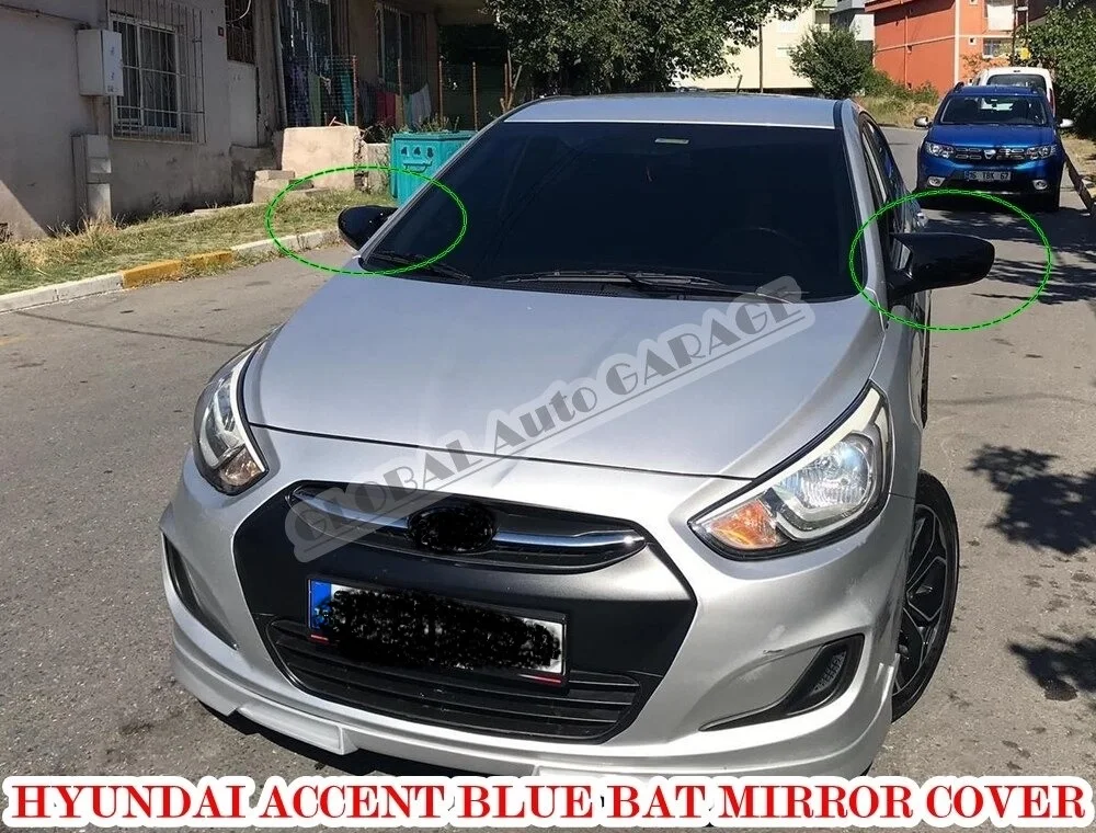 

For Hyundai Accent Blue Bat Mirror Cover 2011 2012 2013 2014 2015 2016 2017 2018 2019 2020 Glossy Black Wing Car Auto Universal